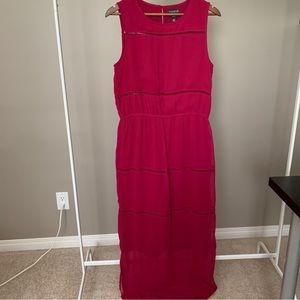 EUC - long “raspberry” coloured sleeveless dress